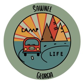 Sawnee Georgia Souvenir 4 Inch Vinyl Decal Sticker Camping Design