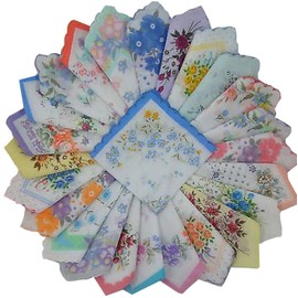 Forlisea - Pañuelo colorido para mujer, 100% algodón, pañuelo para mujer, Floral, 40 Piezas