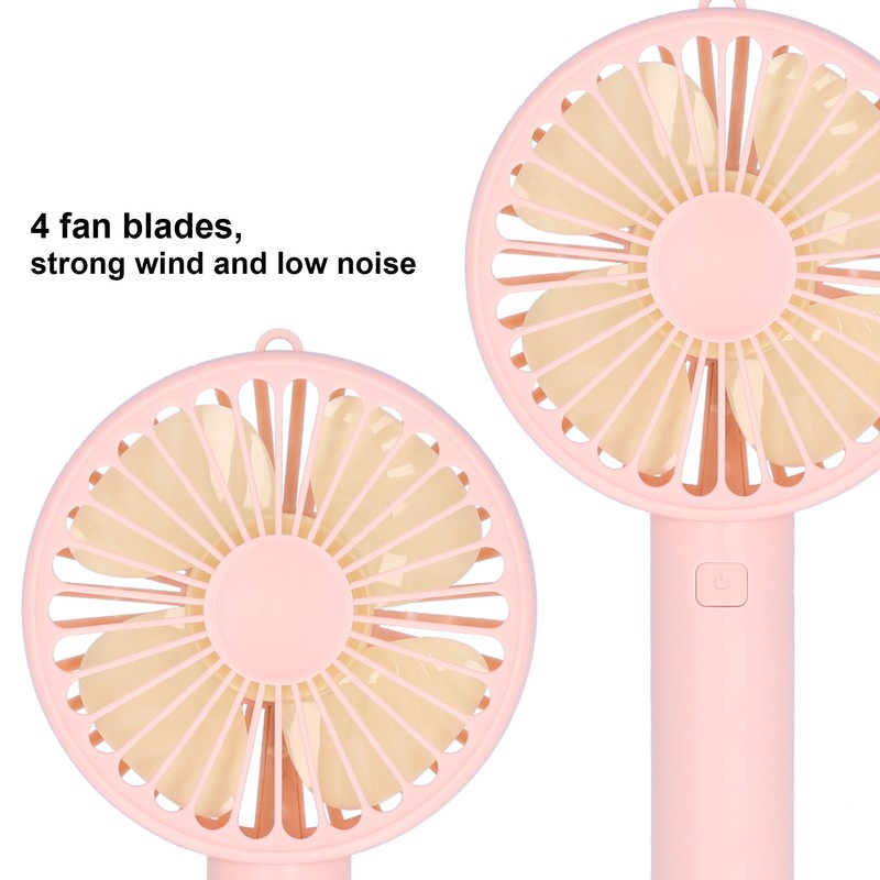 Handheld Electric Fan 4‑Blade 3‑Speed Adjustable USB Rechargeable Cooling Tool