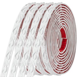 0.79 inch x 65.6ft White Peel and Stick Crown Molding Trim - Decorative Cabinet Trim Molding for Kitchens, Furniture, Cabinets & More - KIJOU (4 Rolls)