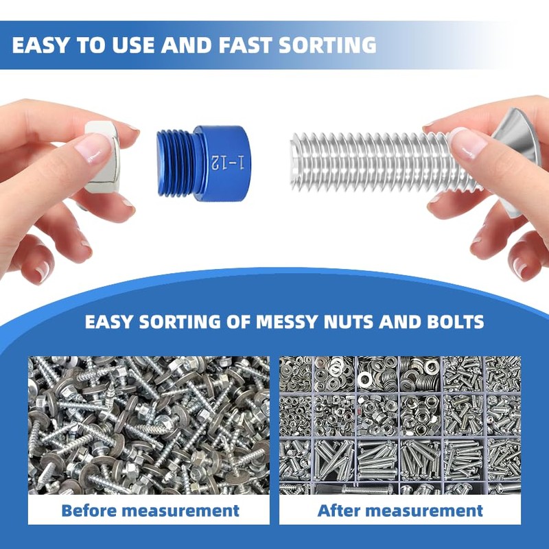 MENGBEI 44PCS Thread Checker, Nut and Bolt Thread Checker, Thread