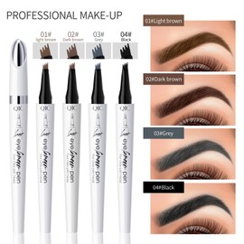 2024 Upgrade Microblading Eyebrow Pen, Waterproof Long-Lasting Eyebrow Pencil with 4-Prong Micro-Fork Tip Applicator, Microblading Pen for Natural Looking Brows Makeup (Light brown 1#)