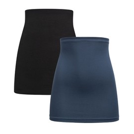 Herzmutter Belly Band Tube Long – Set of 2 – Cotton – Kidney Warmer Back Warmer Shirt Extension – Maternity Belly Bands – 6350, Black|Blue