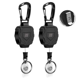 NEO+ 2 Pack Retractable Keychain, Heavy Duty Retractable Badge Reel, Carabiner ID Badge Holder with Belt Clip, 32”/82cm Steel Retractable Cord, Bearing 8.0 oz
