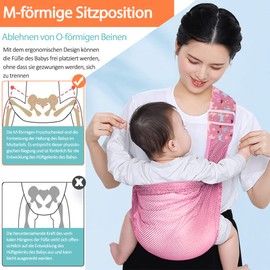 HINATAA Breathable Baby Sling Adjustable Baby Carrier Swaddle, Quick Drying, 3D Mesh, Thick Shoulder Straps, Elastic for Summer, Pool, Beach, Newborn Wear (Pink)