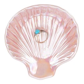 UNICRAFTALE Shell Ceramic Ring Tray Pink Trinket Dish Jewelry Plate Tray Shell Shape Ceramics Jewelry Plate for Rings Bracelets Necklaces Birthday Christmas Gifts for Woman