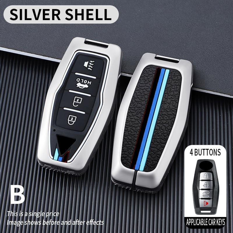 SANRILY Key Cover for Mitsubishi Key 2023, Silver-keyring B, 4