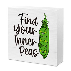 Funny Kitchen Signs, Farmhouse Kitchen Decor, Kitchen Counter Decor, Find Your Inner Peas Sign, Fun Peas Sign, Cute Kitchen Decorations, Vegetable Themed Kitchen Decorations 5 X 5 Inch