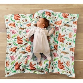 REZIPO 4 Pack Woodland Baby Blankets with Double Layer and Dotted Backing for Girls or Boys Breathable Soft Neutral Unisex Nursery Blankets with Animals Printed for Newborn Toddlers (Woodland)