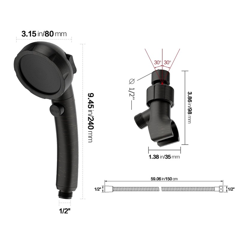 KAIYING High Pressure Oil-Rubbed Bronze Handheld Shower Head with ON/OFF