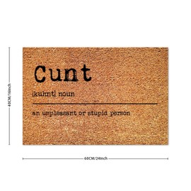 SILYHEART Cunt Definition Coir Mat Door Mat Word Description Funny Weather Resistant Non Slip Mat for Outdoor Entrance Plain Front Porch 16x24in