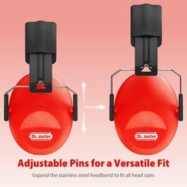 Dr.meter Ear Muffs for Noise Reduction: EM100 27.4 NRR Kids Noise Cancelling Headphones with Adjustable Headband - Kids Ear Protection for Monster Truck Derby Firework - 2 Packs, Black & Red