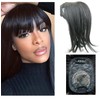 Air bangs simulate natural invisibility for covering white hair and