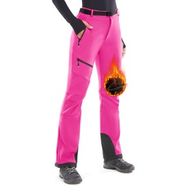 Heathyoga Women’s Snow Pants Waterproof Ski Pants for Women Snowboard Pants Women’s Hiking Pants Fleece Cargo Pants Pink