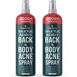 Spray de Ácido Salicílico TreeActiv para Espalda y Cuerpo Solución Eficaz Corporal en Mujeres y Hombres Fórmula de Secado Rápido con Aceite de Árbol de Té, 2 Frascos de 120ml