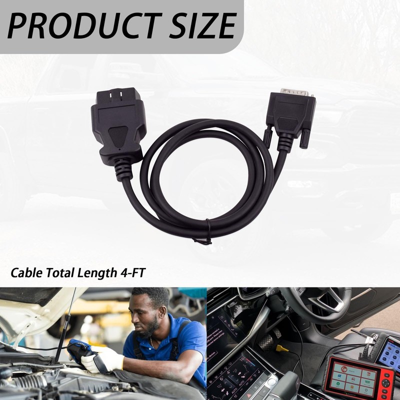 XTPTFABS OBD2 OBDII Cable Fits for Cen Tech Code Reader