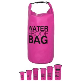DonDon Waterproof Outdoor Bag Dry Bag with Strap Protection Against Water Dry Bag for Your Valuables and Items Light Pink 2 Litres.