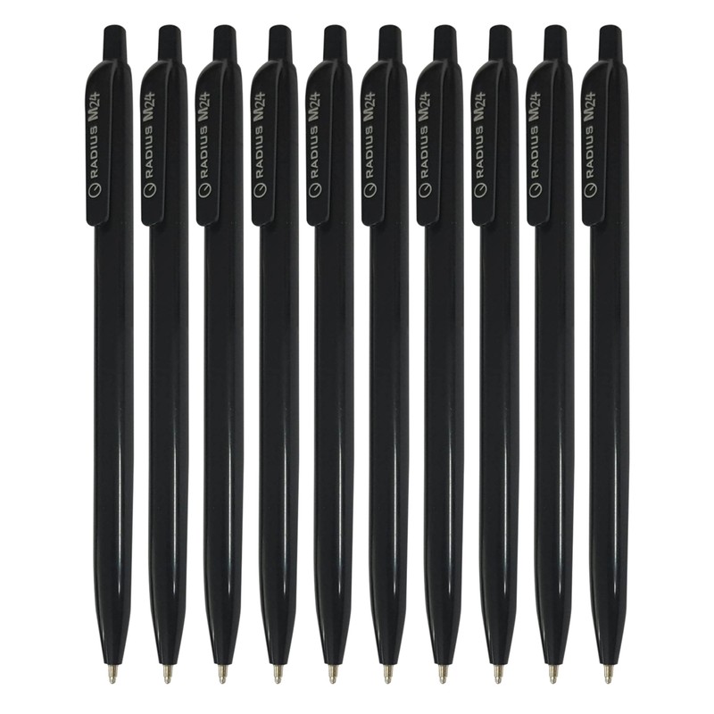 RADIUS M24 Retractable Ballpoint Pens, BLACK, Medium Point (1.0mm), Pack