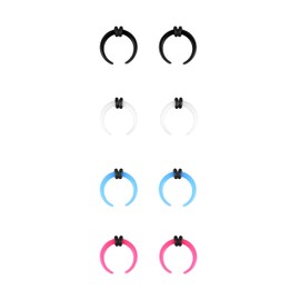 ZS 4 Pairs Acrylic Septum Taper Pincher Ring, 14G 12G 10G 8G 6G 4G 2G 0G 00G Buffalo Horseshoe Nose Ring Stretcher Expander for Stretching Pierced Nose Ear (12G)