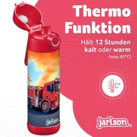 Jarlson® Mali Children's Water Bottle, Thermal Stainless Steel Drinking Bottle, BPA-Free, Leak-Proof, Children's Bottle with Chug Lid, Bottle for School, Nursery (Fire Brigade Red, 500 ml)