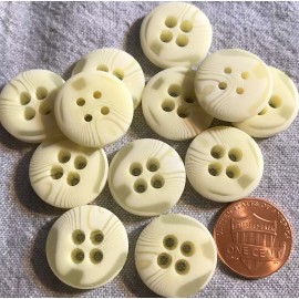Unbranded 12 Matte Thick Cream Swirl PLASTIC Sew-through Buttons 3/4" 19mm Lot # 4429