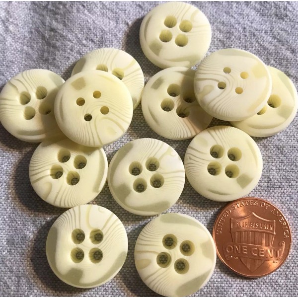 Unbranded 12 Matte Thick Cream Swirl PLASTIC Sew-through Buttons 3/4"