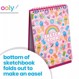 OOLY Sketch and Show Standing Sketchbook with 45 Large 10.5 x 8 Perforated Pages, 120 GSM/ 32lb Perfect for Markers, Colored Pencils and More, Back to School Supplies - Sugar Joy