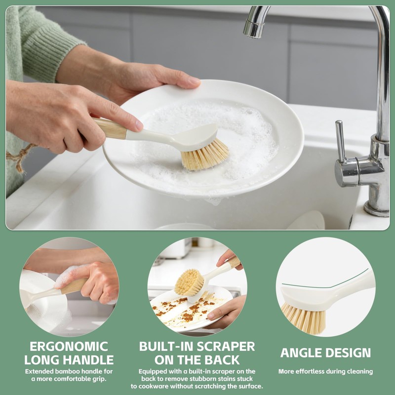 ÖkoStamm 4 PCS Kitchen Dish Scrub Brush Set - Dish