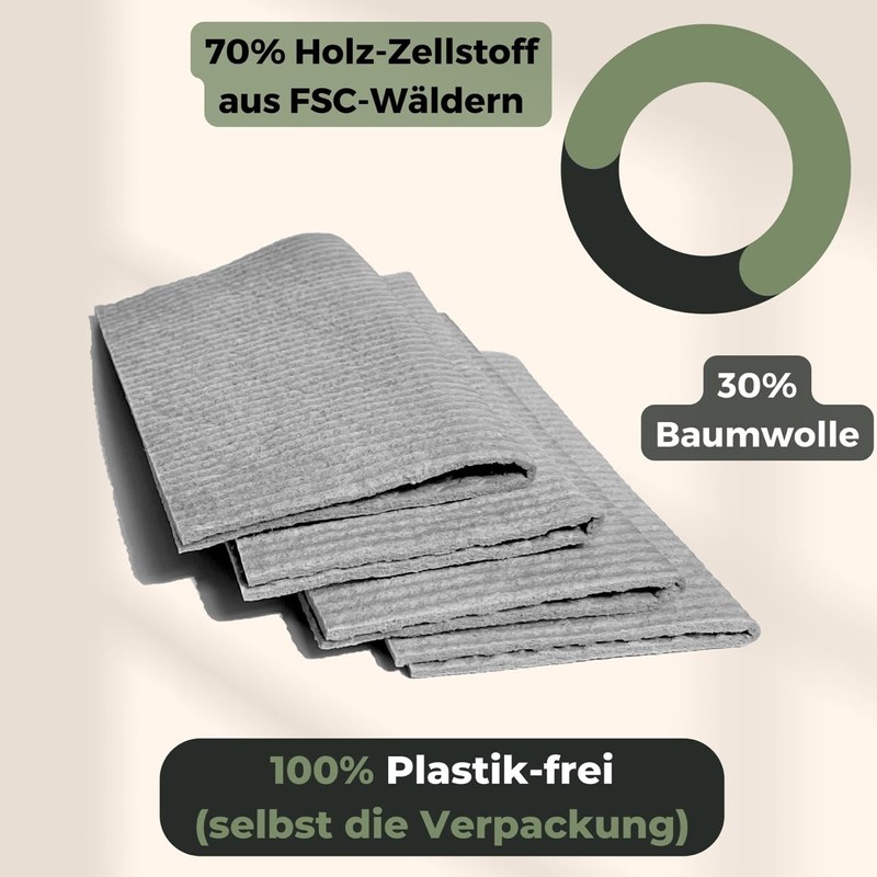 Grünschloss Dish Cloths Grey Washable (8X) Light Grey Cleaning Cloths