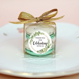 Thank You for Celebrating with Us Stickers, Greenery Thank You Party Favor Stickers, Baby Shower Favors, Wedding Favors, 2-inch Round Gift Label Stickers, 50-Pack