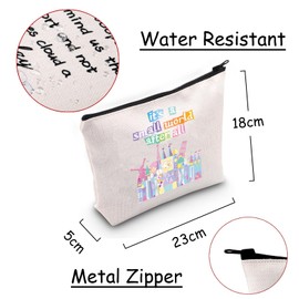 JXGZSO Theme Park Makeup Bag It's A Small World After All Magic Kingdom Cosmetic Bag Travel Collectible Gift Fairyland Pouch