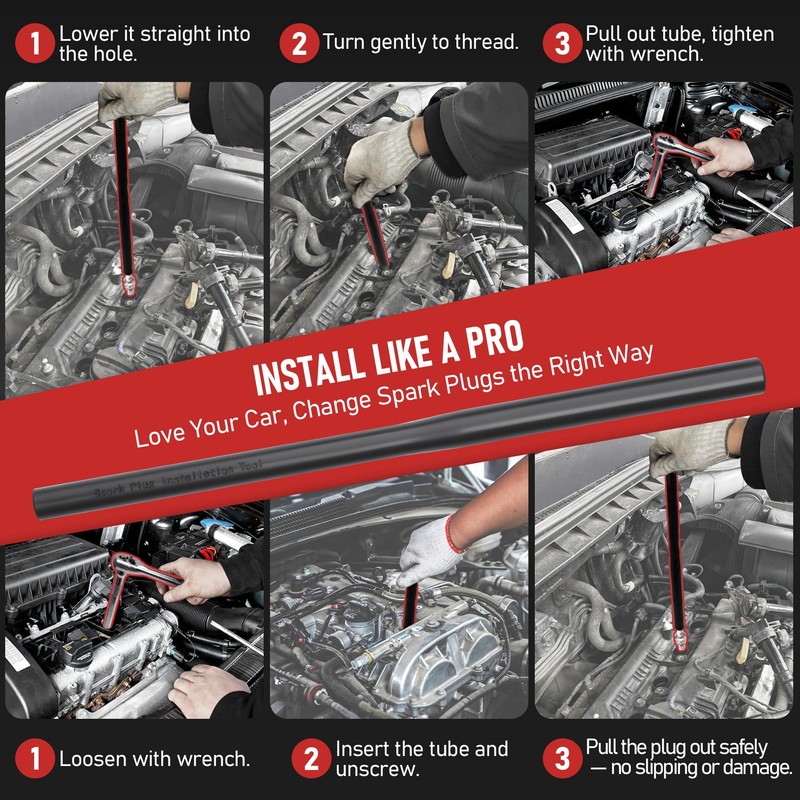 13pc 3/8" Spark Plug Socket Set with Installation Tube, 3/8"