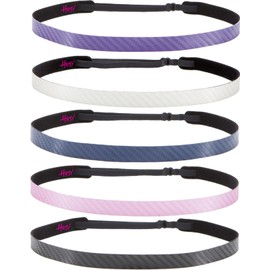Hipsy Women's Adjustable NO Slip Skinny Tech Sport Headband Multi Packs (Black/Pink/Navy/White/Purple 5pk)