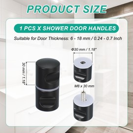 PATIKIL Glass Shower Door Handle, Aluminum Alloy Back-to-Back Shower Door Knob Bathroom Sliding Shower Screen Column Pull Knobs Hardware for Replacement Groove Glass Door, Black