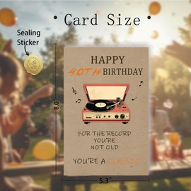 FSSDAS Happy 40th Birthday Card Gifts for Men Women, Retro 40th Birthday Decorations for Him Her, Funny 40 Years Old Bday Gifts for Husband Wife