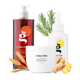 Ginger Milk - Hair Growth Kit with Natural Ingredients | 4fl oz Serum, 16fl oz Shampoo & 16oz Mask | Paraben, Salt & Sulfate Free