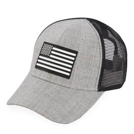 Highland Tactical Men's American Flag Velcro-Soft MESH, Grey Crosshatch