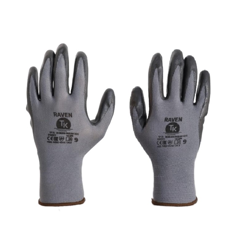 TK Gloves RAVEN/Assembly Gloves/Size 11, 12 Pairs/Grey/Assembly Gloves/Gloves Work Gloves/Intended