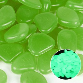 Mdurian Pack of 100 Luminous Stones Garden Glow in the Dark Pebbles Luminous Pebbles Fluorescent Stones for Home Garden Aquarium Decoration Green