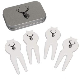 Azeeda 'Stag Head' Golf Divot Tool/Repair Fork Gift Set (GO00009033)