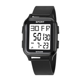 LIWEARE Casual Sports Watch Unisex Digital Watch 10 m Waterproof Sports Watch Stopwatch Calendar Luminous Digital Watch with Alarm Clock, Black and White, Strap.