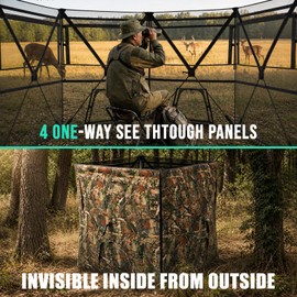 HUNTSEN 4-Panel Hunting Blind - 360° See Through with Wide View Dog Door