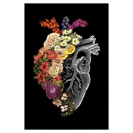 artboxONE Poster 45 x 30 cm Nature Flower Heart Spring Picture Vintage Anatomical Heart Flowers