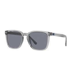 Coach HC8354U Universal Fit Sunglasses, Transparent Grey/Dark Blue Solid, 56 mm