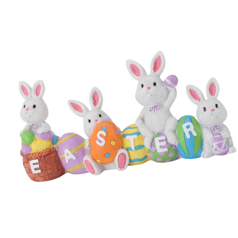 Easter Rabbit Decoration Multipurpose Vivid Cute Hand Painted Resin Rabbit