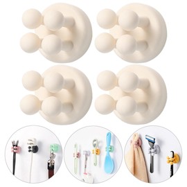 iBetterLife Tooth Brush Holder for Bathroom - 4Pcs Silicone Toothbrush Razor Holder for Shower Wall Mounted Self Adhesive Cute Storage Hook for Kids Hanging Loofah Towel for Kitchen Living Room Office