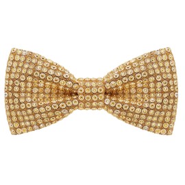 HOULIFE Rhinestone Bow Tie for Men Diamond Bow Tie Pre-Tied Sequin Bow Tie Adjustable Crystal Bow Ties for Wedding Party Banquet, yellow