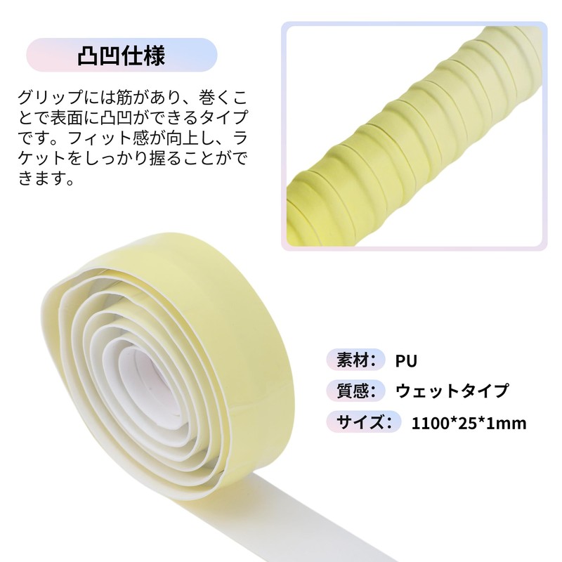 CAPASTEC Tennis & Badminton Grip Tape, 2-Piece Set, Bumpy Design,