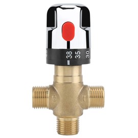 Akozon Válvula Mezcladora Termostática Rosca Macho de Latón Control Termostático de la Temperatura del Agua de la Tubería del Lavabo El Rango de Temperatura es de 38-42 ℃