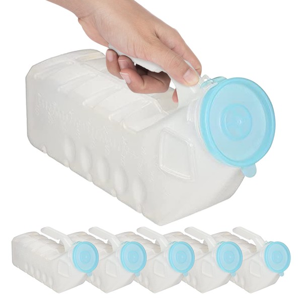 BodyHealt Deluxe Male Urinal Bottle - Glow in The Dark Male urinals 32oz/1000ml Bed Buddy with Spill Proof Lids. Plastic Pee Portable Urinal for Men. Pee Container Men for Car & Incontinence(6PC)